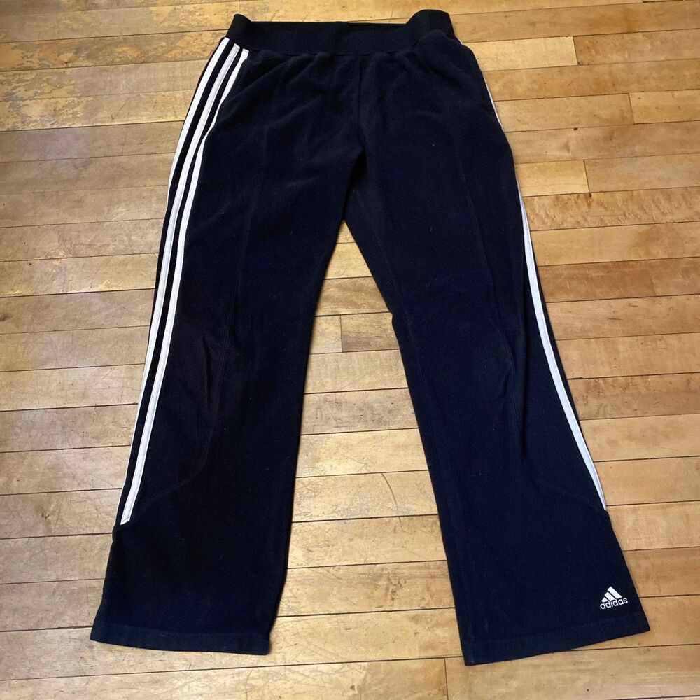 Adidas Sweatpants Women’s Medium Black Pull On Striped Loose Fit